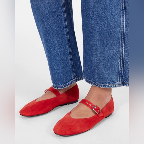 Madewell The Remy Mary Jane Flat in Bandana Red, size 8 1/2 - Picture 2 of 14